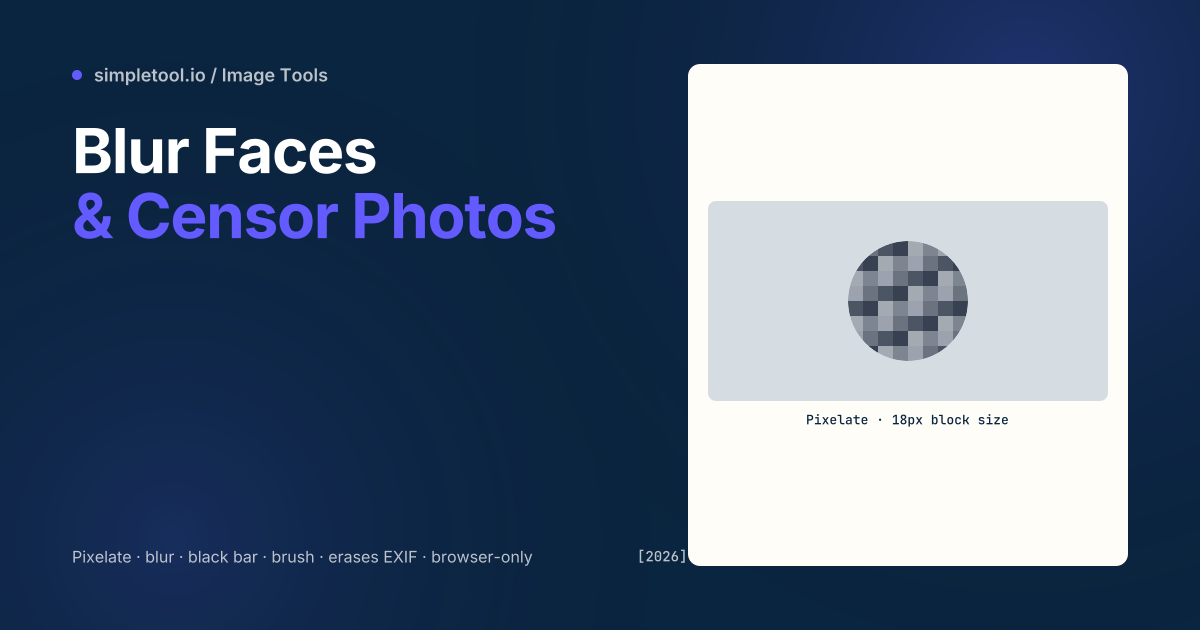 Photo Censor and Blur Face featured graphic showing a face being pixelated with a brush selection