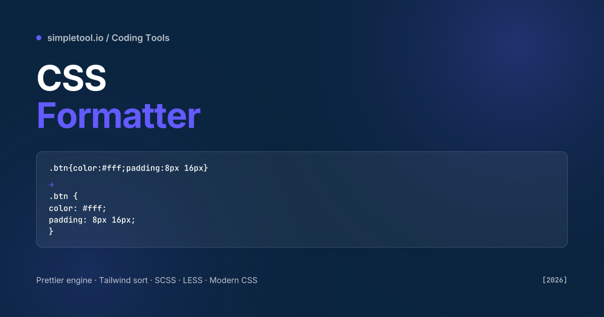 CSS Formatter: Beautify CSS, SCSS, LESS in Browser [2026]