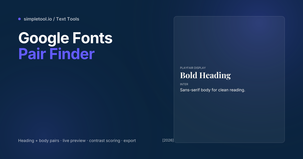 Google Fonts Pair Finder featured graphic showing Playfair Display heading paired with Inter body text