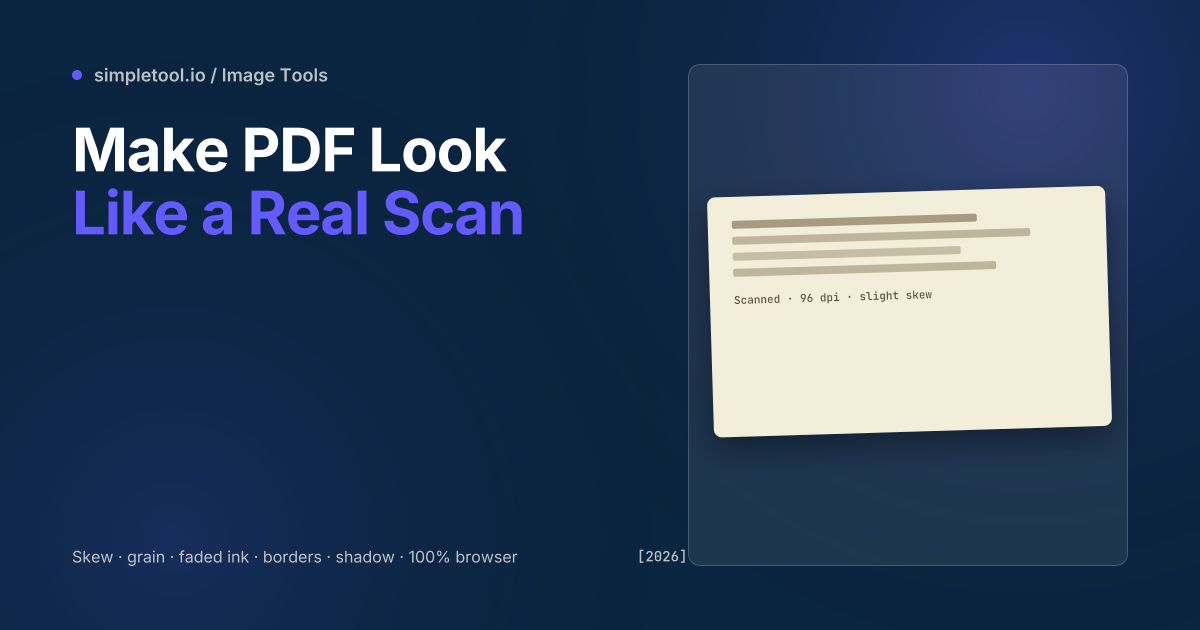 Scanned PDF Converter featured graphic showing a rotated, off-white aged page with grainy text simulating a real scanner output