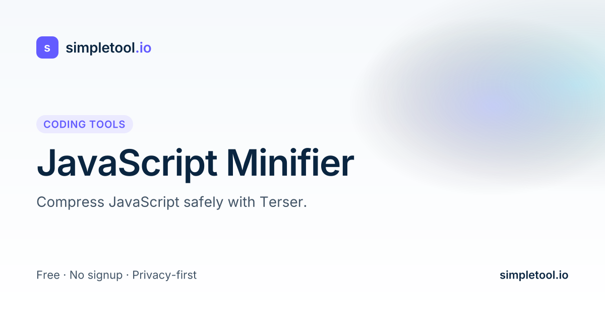 JavaScript Minifier — Free Online Terser Tool | simpletool.io