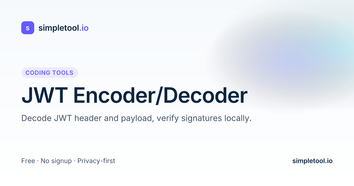 JWT Encoder/Decoder — Free Online JWT Debugger | simpletool.io